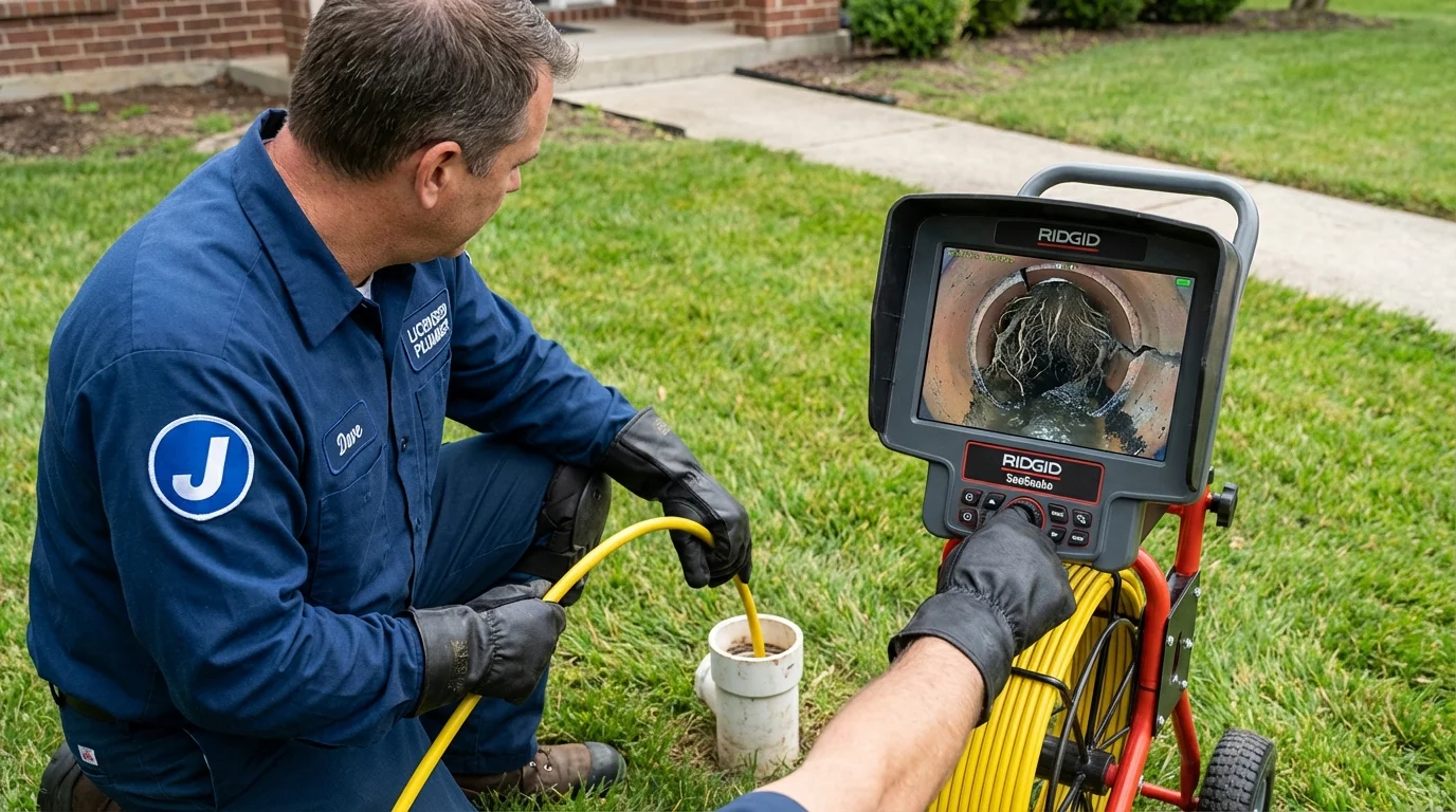 Sewer camera inspection being performed by Johns Plumbing LLC in Halifax